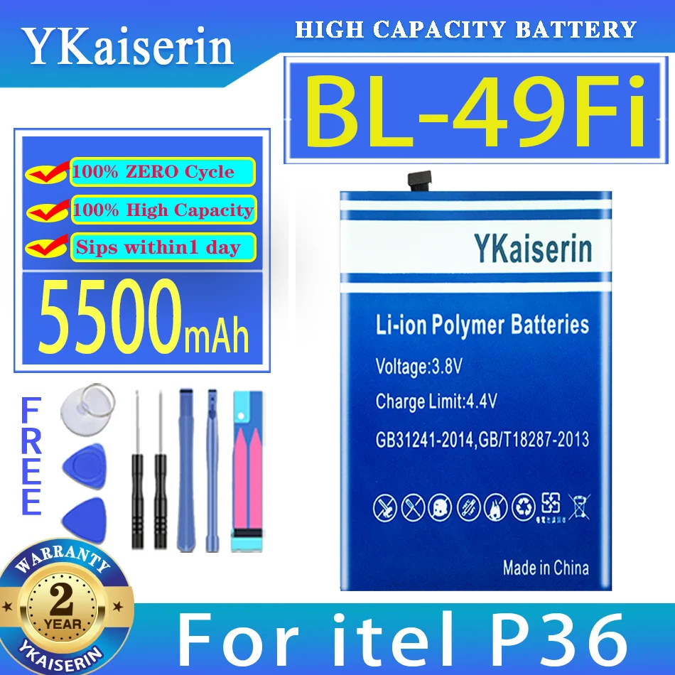 YKaiserin Battery BL-49Fi BL49Fi 5500mAh For itel P36/P37 Pro P36Pro P37Pro Mobile Phone Batteria
YKaiserin Battery BL-49Fi BL49Fi 5500mAh For itel P36/P37 Pro P36Pro P37Pro Mobile Phone Batteria