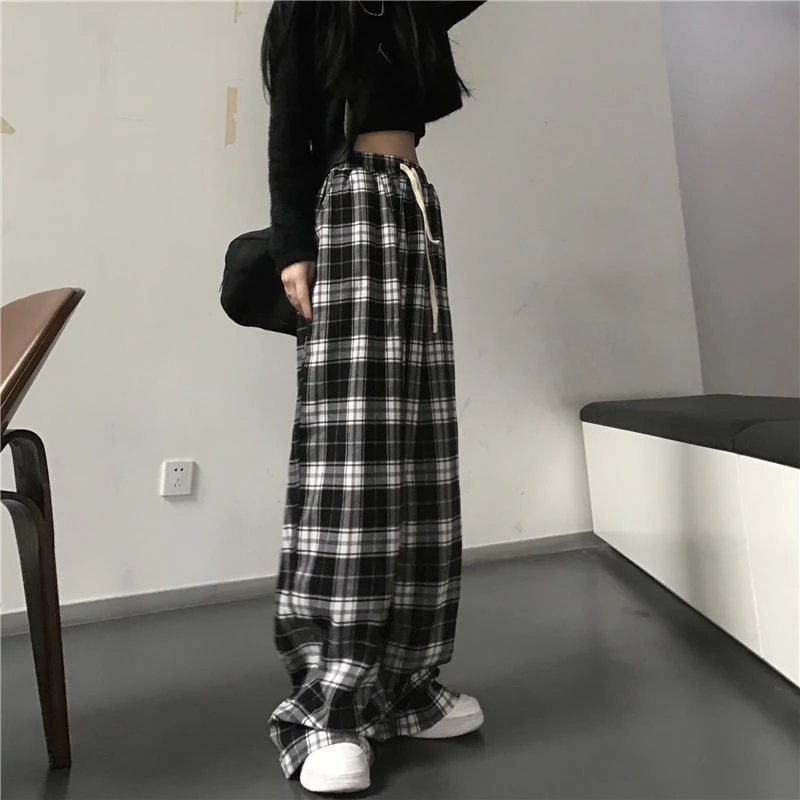 High Waist Women Plaid Pants Korean All Match Loose Wide Leg Pants Fashion Streetwear Female Hip Hop Trousers
High Waist Women Plaid Pants Korean All Match Loose Wide Leg Pants Fashion Streetwear Female Hip Hop Trousers
