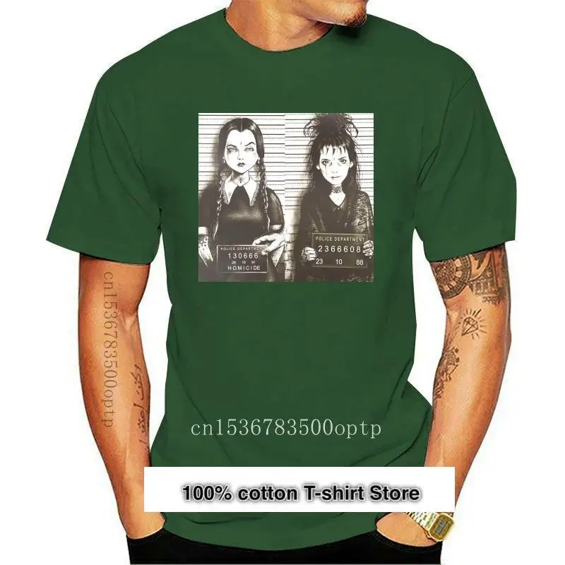 Camiseta negra de mugshot de addam, camisa negra de Lydia Deetz 
Camiseta negra de mugshot de addam, camisa negra de Lydia Deetz