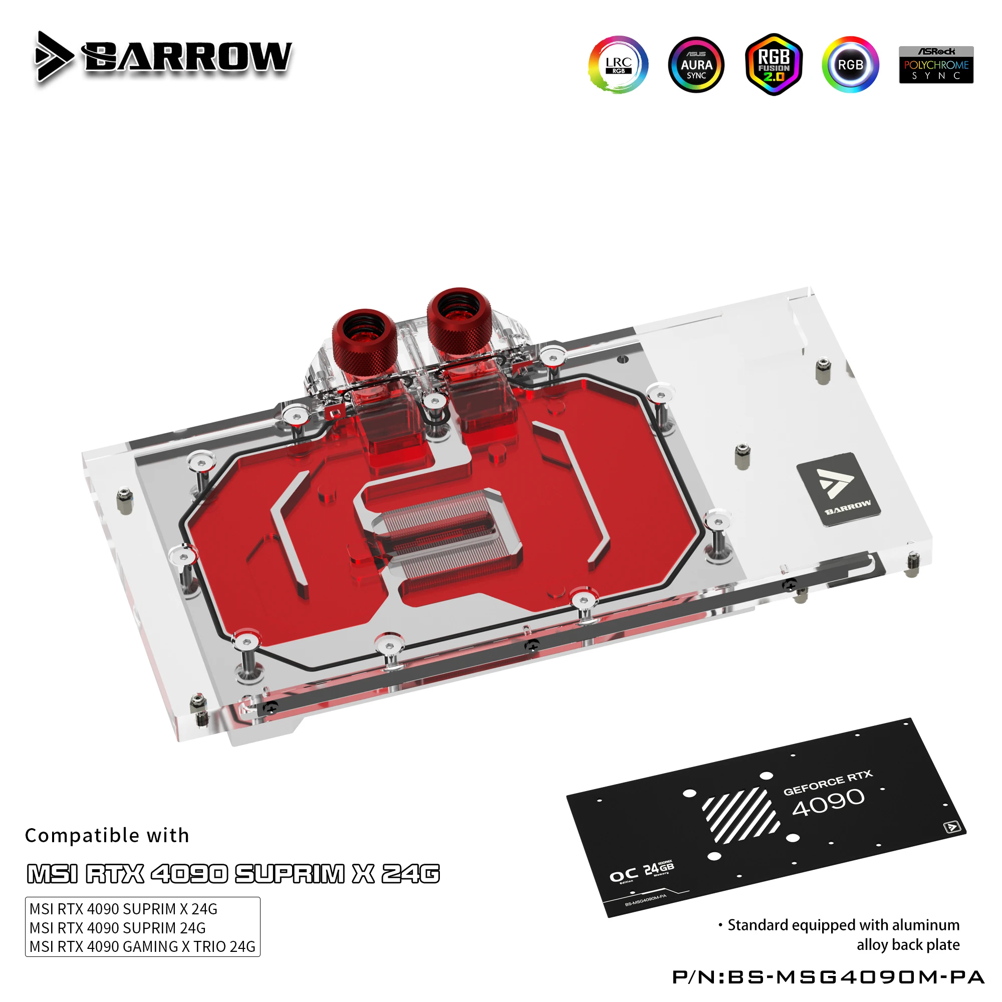 Barrow PC Full Cover RGB GPU VGA Liquid Water Cooling Block Cooler for MSI RTX 4090 SUPRIM GAMING X BS-MSG4090M-PA
Barrow PC Full Cover RGB GPU VGA Liquid Water Cooling Block Cooler for MSI RTX 4090 SUPRIM GAMING X BS-MSG4090M-PA