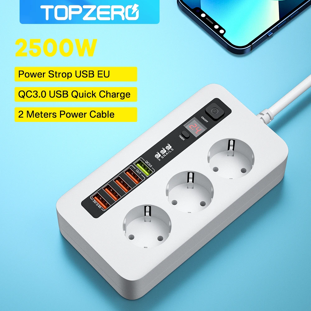 2500W Timer Smart Electrical Socket Power Strip Extension Cable With Switch Home Office Surge Protector 3 AC Outlet with 5 USB
2500W Timer Smart Electrical Socket Power Strip Extension Cable With Switch Home Office Surge Protector 3 AC Outlet with 5 USB