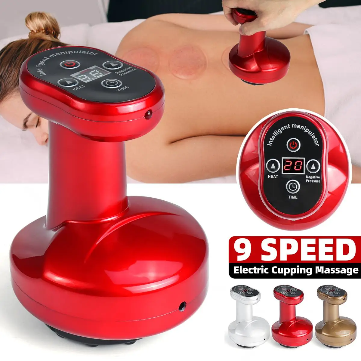 Electric Cupping Therapy Machine Strong Suction Heating Cupping Massager USB Rechargeable Handheld 9 Mode With LCD Display
Electric Cupping Therapy Machine Strong Suction Heating Cupping Massager USB Rechargeable Handheld 9 Mode With LCD Display