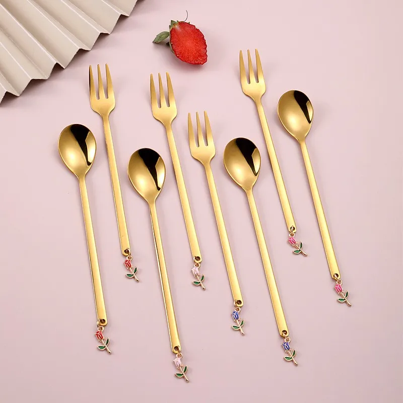 Spoon Fork Stainless Steel Coffee Spoon Rose Decoration Valentine's Day Cutlery Fruit Fork Spoon Metal Cutlery Kitchen Utensils
Spoon Fork Stainless Steel Coffee Spoon Rose Decoration Valentine's Day Cutlery Fruit Fork Spoon Metal Cutlery Kitchen Utensils
