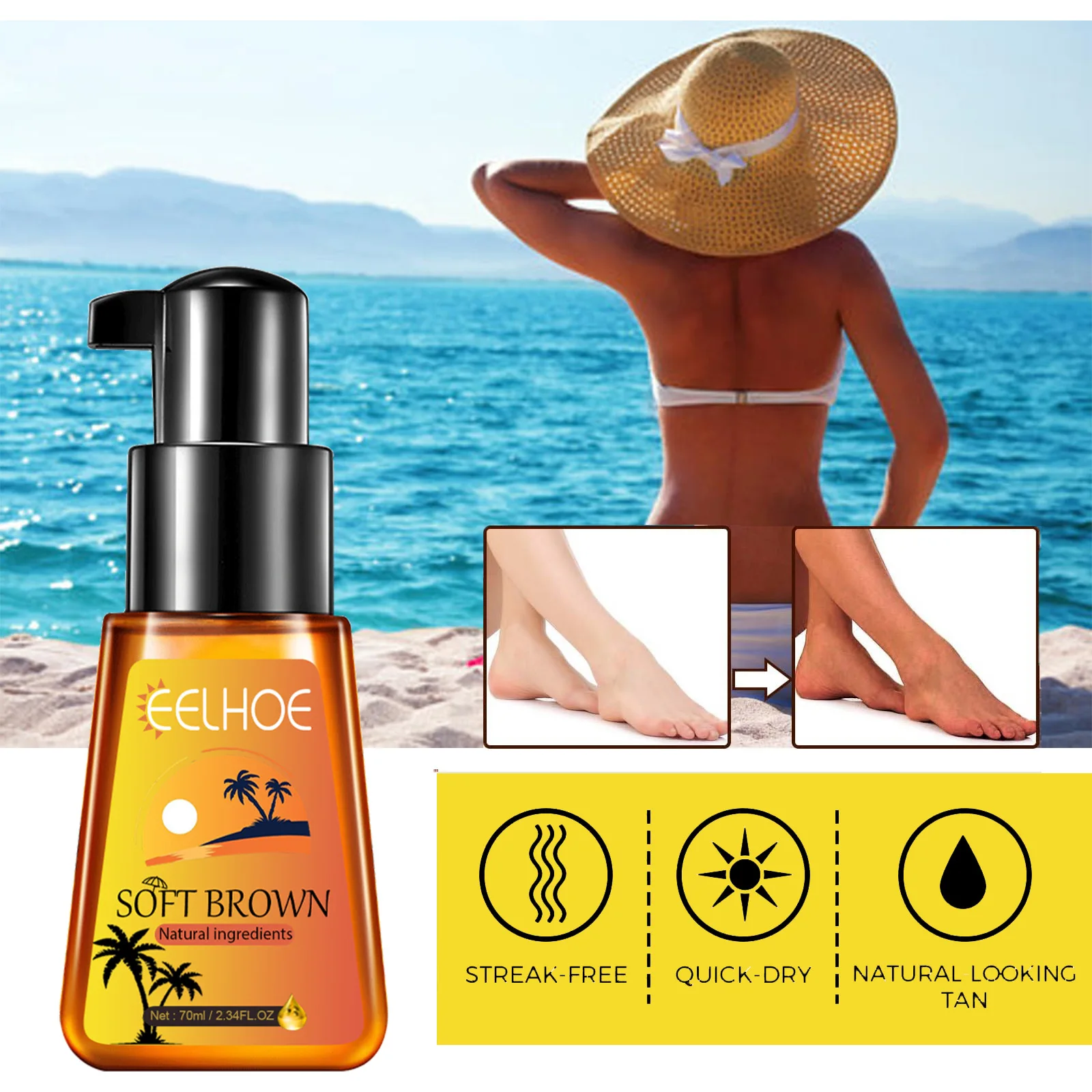 70ML Body Beauty Tanning Essential Oil Natural Summer Tan Skin Care Anti Aging Moisturizing UV Protection Self Tan Bronzer Skin
70ML Body Beauty Tanning Essential Oil Natural Summer Tan Skin Care Anti Aging Moisturizing UV Protection Self Tan Bronzer Skin