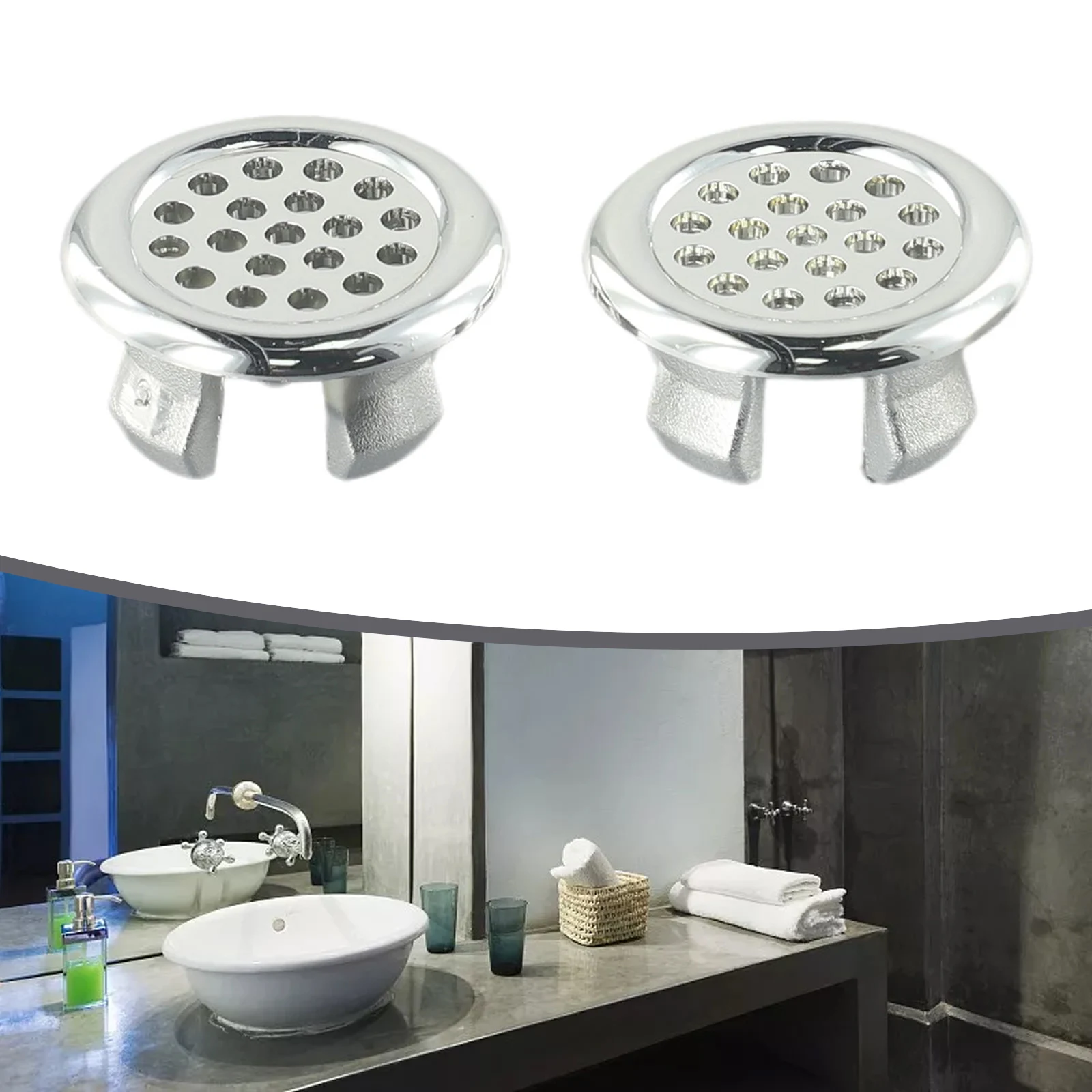 Durable Sink Overflow Ring Sanitary Pedestal 22-24mm 2pcs Electroplating Plastic Replacement Hole Silver Universal
Durable Sink Overflow Ring Sanitary Pedestal 22-24mm 2pcs Electroplating Plastic Replacement Hole Silver Universal