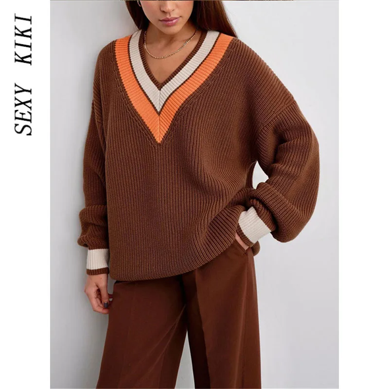 Autumn and winter V-neck striped color-block sweater women's casual knitted top 2022 college style loose all-match sweater
Autumn and winter V-neck striped color-block sweater women's casual knitted top 2022 college style loose all-match sweater