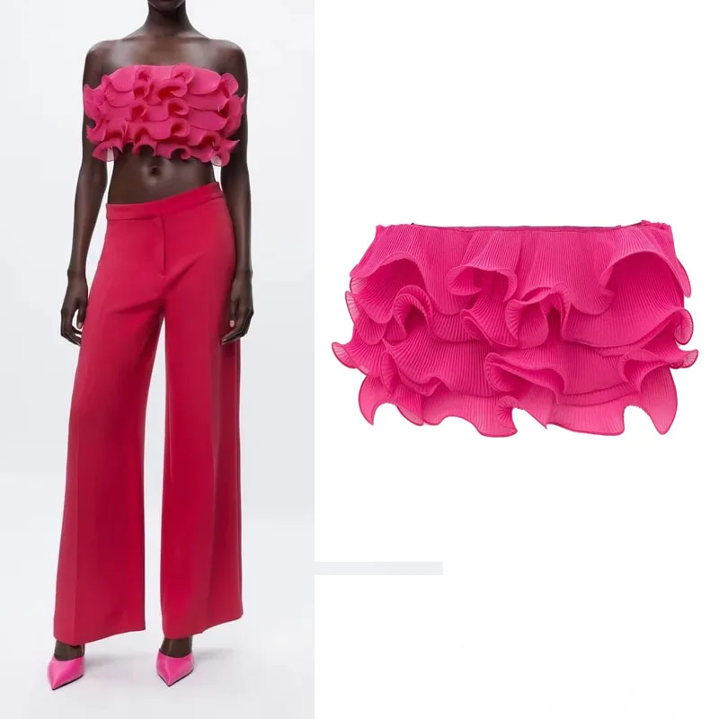 TRAF 2023 Cropped Women Top Y2k Streetwear Sleeveless Red Top Chic Ruffles Straight Neckline Design Off Shoulder Sexy Female Top
TRAF 2023 Cropped Women Top Y2k Streetwear Sleeveless Red Top Chic Ruffles Straight Neckline Design Off Shoulder Sexy Female Top