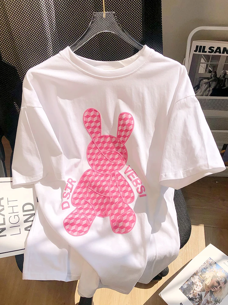 Rabbit White Short-sleeved T-shirt Women's Summer New Loose Letter Design Half-sleeved Top All-match Top Men's Ins Tshirts Tees
Rabbit White Short-sleeved T-shirt Women's Summer New Loose Letter Design Half-sleeved Top All-match Top Men's Ins Tshirts Tees