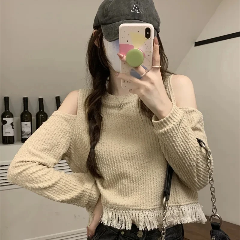 All-Match Winter Autumn Woman Solid Casual Bohemian StyleTassel Strapless Knitted Pullover Loose Soft Gentle Cool Girl Top
All-Match Winter Autumn Woman Solid Casual Bohemian StyleTassel Strapless Knitted Pullover Loose Soft Gentle Cool Girl Top