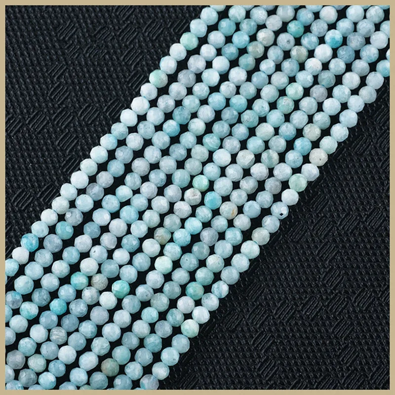 

Natural Stone Beads 2 3 4mm Faceted Blue Amazonite Gemstone Bead Loose Spacer Beads For Jewelry Making DIY Bracelet 15'' Inch