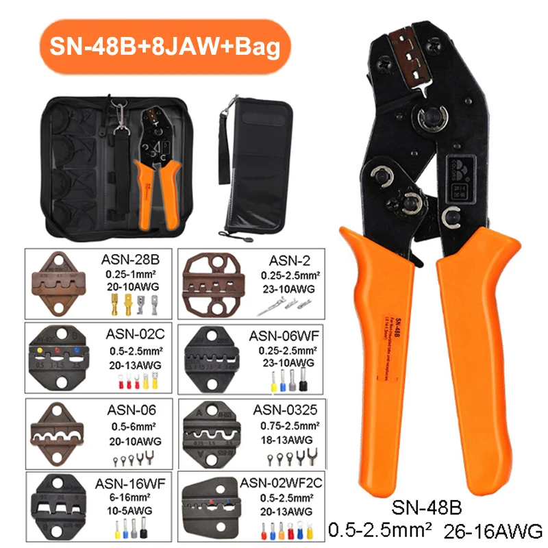 Pliers Set SN-48B Wire Crimping Tool Jaw Kit Terminal Ferrule Crimper Hand Tools Alicate Universal Tangen gereedschap Electrcal
Pliers Set SN-48B Wire Crimping Tool Jaw Kit Terminal Ferrule Crimper Hand Tools Alicate Universal Tangen gereedschap Electrcal
