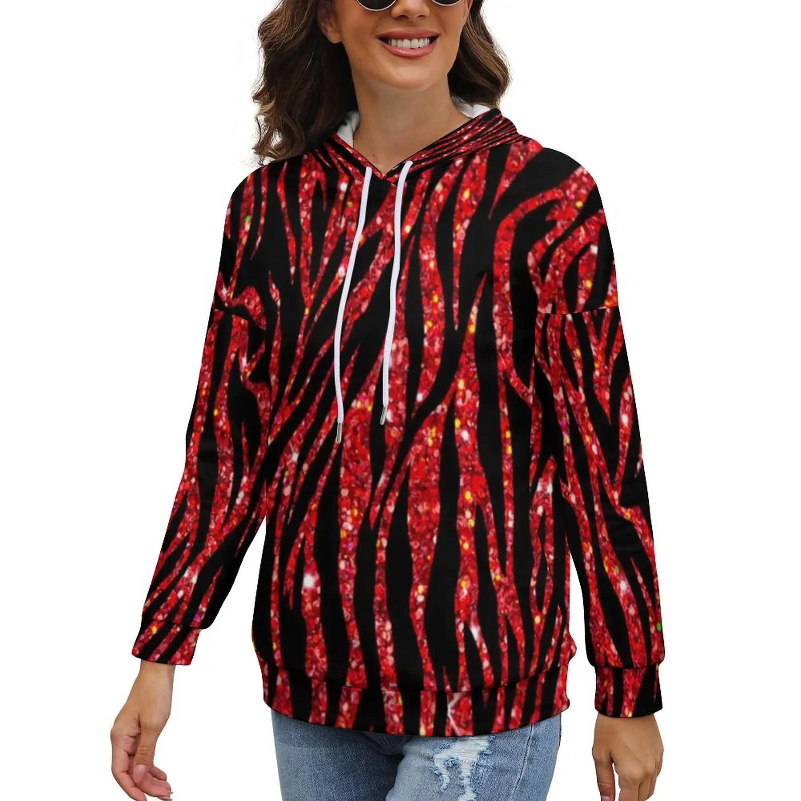 Glitter Zebra Pattern Hoodies Polyester Trendy Modern Animal Print Modern Hoodie Long Sleeve Casual Oversize Sweatshirts Gift 
Glitter Zebra Pattern Hoodies Polyester Trendy Modern Animal Print Modern Hoodie Long Sleeve Casual Oversize Sweatshirts Gift
