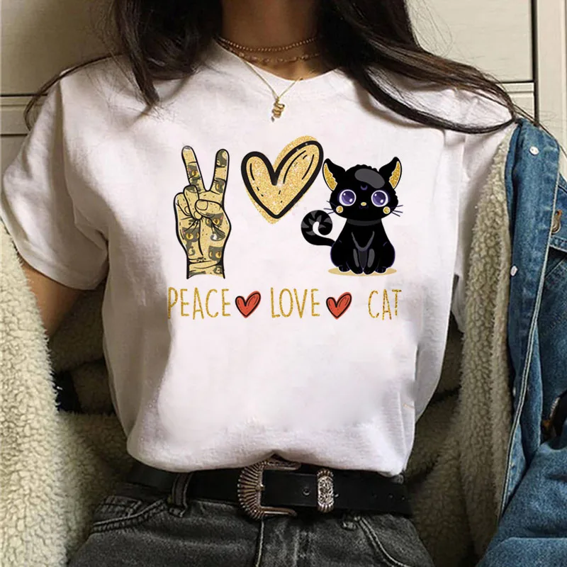 Peace Love Cat T Shirt Fashion Women T Shirt Harajuku T-shirt Cute Graphic Tee Shirts Female Short Sleeve Tops Cartoon T-shirt
Peace Love Cat T Shirt Fashion Women T Shirt Harajuku T-shirt Cute Graphic Tee Shirts Female Short Sleeve Tops Cartoon T-shirt