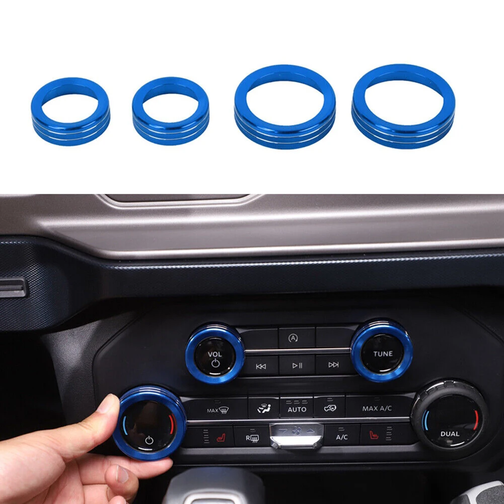 4 Pcs Button Ring Trim Air Condition Audio Switch Knob Trim Cover Ring For Ford Bronco 2021 2022 Blue
4 Pcs Button Ring Trim Air Condition Audio Switch Knob Trim Cover Ring For Ford Bronco 2021 2022 Blue