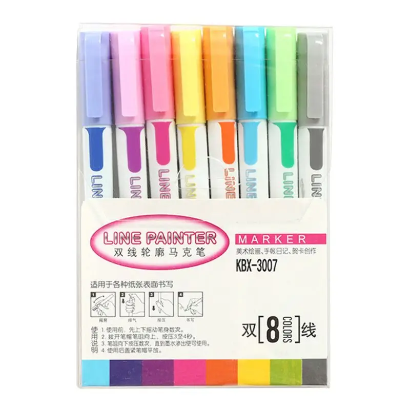 8Pcs Colorful Marker Pen Drawing Double Line Outline Pen Handwriting Pen Marker Scrapbooking Pen
8Pcs Colorful Marker Pen Drawing Double Line Outline Pen Handwriting Pen Marker Scrapbooking Pen