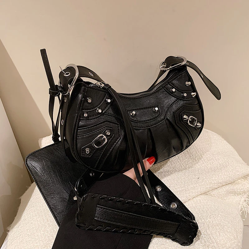 2022 Style Hobos Messenger Bags Fashionable Autumn and Winter New Women's Motorcycle Bag Rivet Underarm Shoulder Handbag
2022 Style Hobos Messenger Bags Fashionable Autumn and Winter New Women's Motorcycle Bag Rivet Underarm Shoulder Handbag