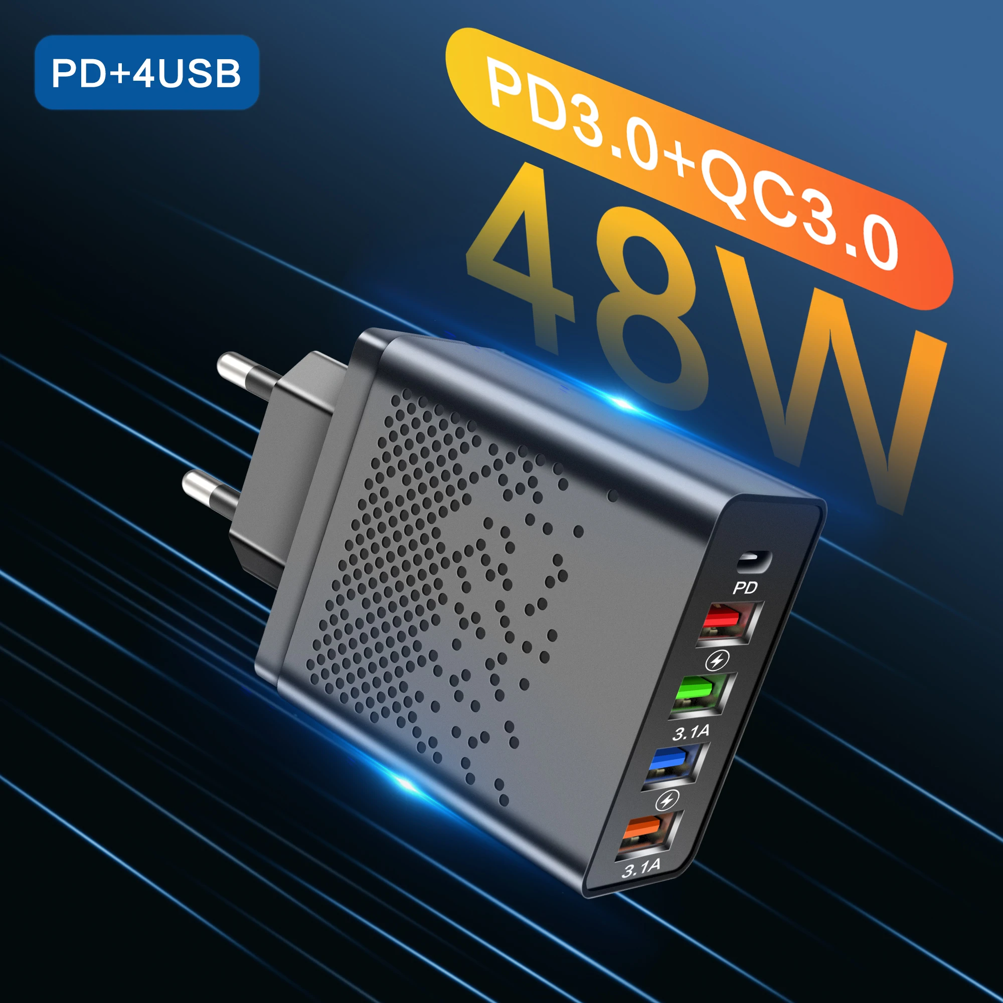48W USB Type C Charger For iPhone Xiaomi 12 Oneplus 5 Ports QC4.0 3.0 Fast Charging Wall Adapter Portable Cellphone PD Charger
48W USB Type C Charger For iPhone Xiaomi 12 Oneplus 5 Ports QC4.0 3.0 Fast Charging Wall Adapter Portable Cellphone PD Charger