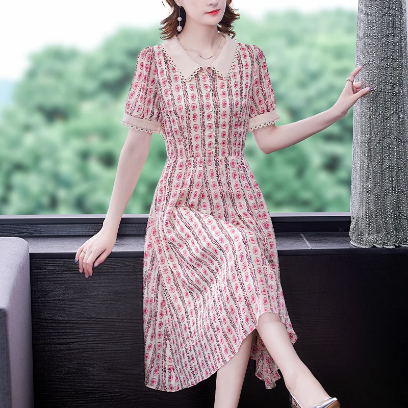 2022Pink Print Chiffon Short Polo Collar Midi Dress Women Elegant Bodycon Office Lady Dress Summer Fashion Casual Party Vestidos
2022Pink Print Chiffon Short Polo Collar Midi Dress Women Elegant Bodycon Office Lady Dress Summer Fashion Casual Party Vestidos