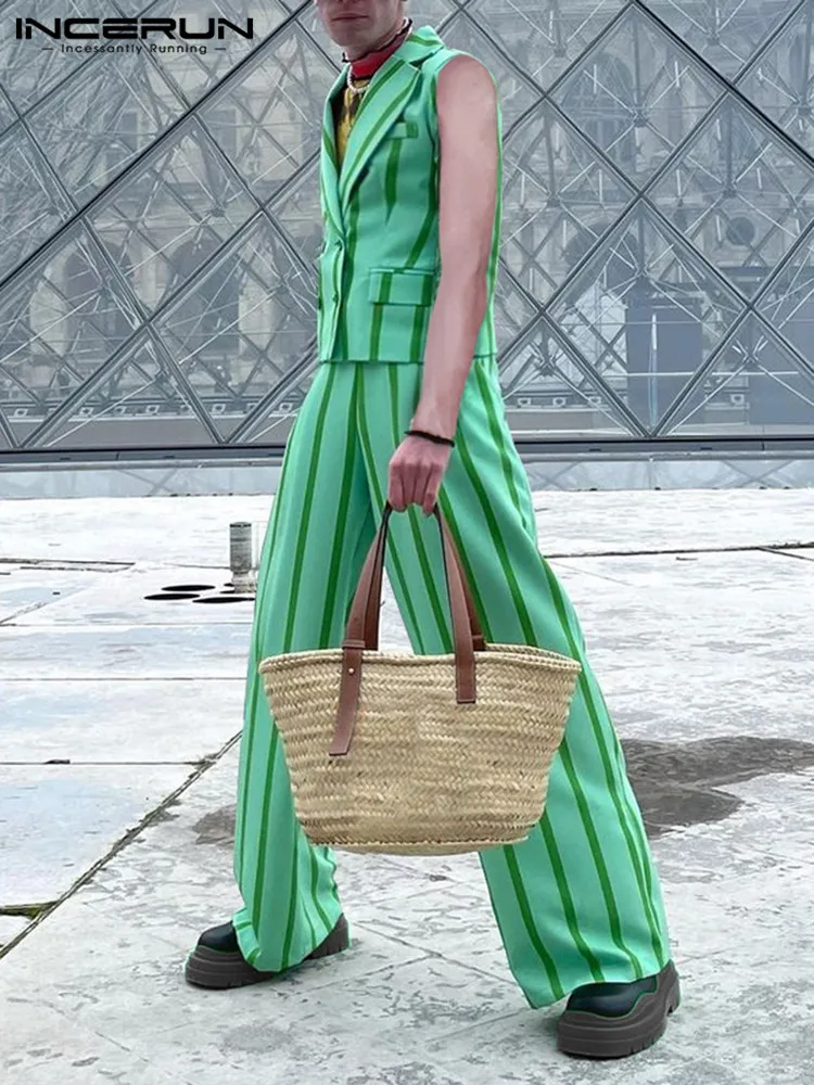 Men Striped Sets 2022 Sleeveless Double Breasted Vests & Straight Pants 2PCS Stylish Streetwear Men Casual Suits S-5XL INCERUN
Men Striped Sets 2022 Sleeveless Double Breasted Vests & Straight Pants 2PCS Stylish Streetwear Men Casual Suits S-5XL INCERUN