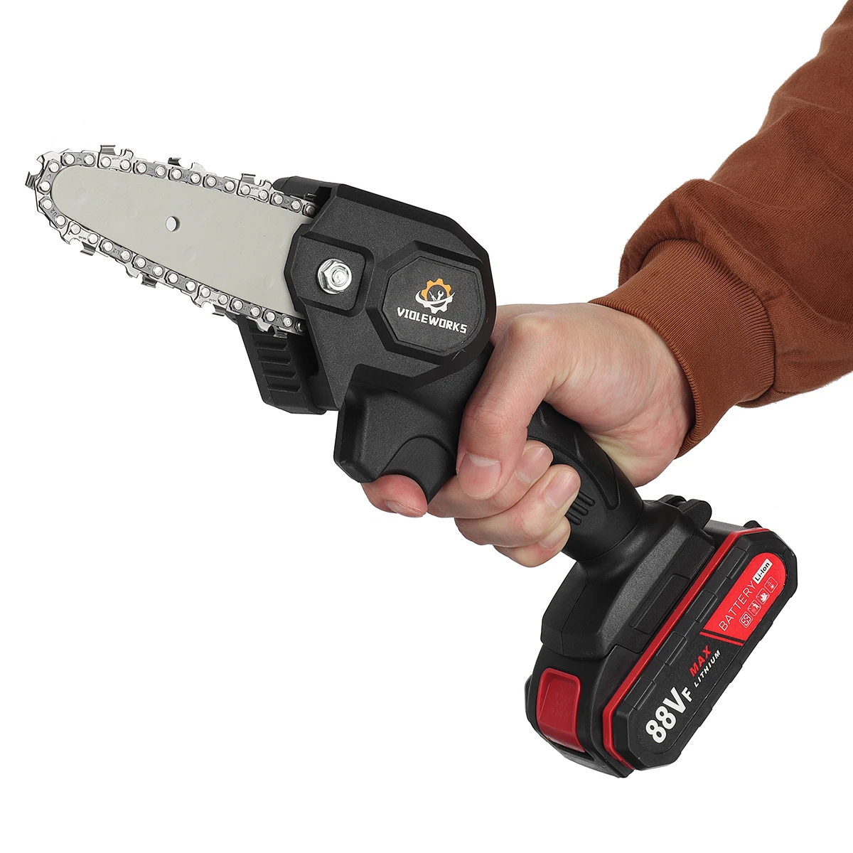 1080W 4 Inch 88VF Mini Electric Chain Saw with 1/2 Upgraded Battery Rechargeable Woodworking Pruning One-handed Saw Garden Tool
1080W 4 Inch 88VF Mini Electric Chain Saw with 1/2 Upgraded Battery Rechargeable Woodworking Pruning One-handed Saw Garden Tool