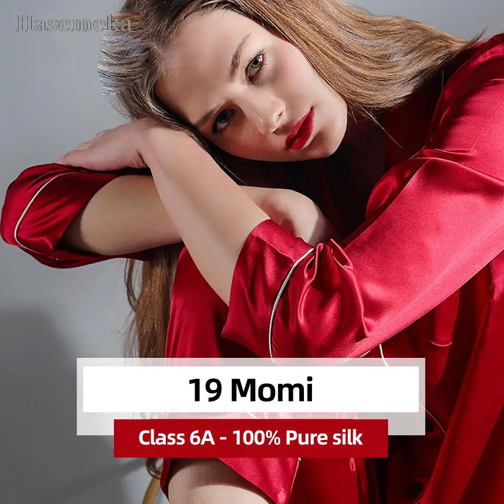 19MU 100%Silk Pajamas Set Two-piece Set Mulberry Silk Sleepwear Women Summer Autumn Spring Winter Long Sleeve Silk Pyjamas Women
19MU 100%Silk Pajamas Set Two-piece Set Mulberry Silk Sleepwear Women Summer Autumn Spring Winter Long Sleeve Silk Pyjamas Women