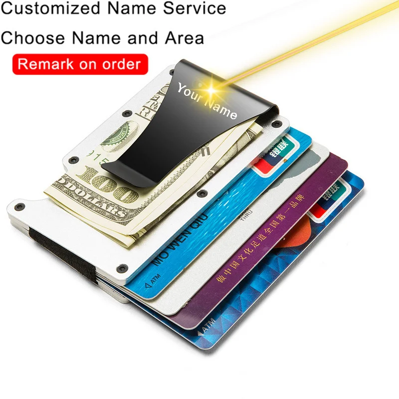 Customized Name Credit Bank Card Holder Anti-magnetic Wallet Card Holder Aluminum Card Case Blocking Money Clips Purse
Customized Name Credit Bank Card Holder Anti-magnetic Wallet Card Holder Aluminum Card Case Blocking Money Clips Purse