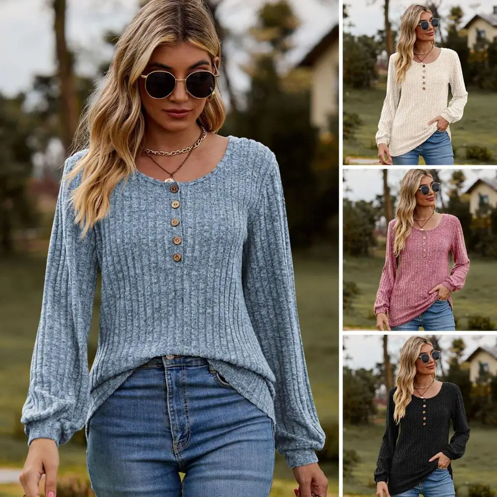 Women Spring Autumn T-shirt Button Decor Long Sleeves Stripe Blouse Elastic Round Neck Striped Texture Elastic Cuff Lady Top
Women Spring Autumn T-shirt Button Decor Long Sleeves Stripe Blouse Elastic Round Neck Striped Texture Elastic Cuff Lady Top