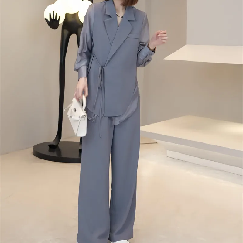 Summer Office Lady Work Outfits Loose Jacket Stitching Bandage Shirt + Pant Sets Two 2 Piece Set Women Suit Blazer and Pants
Summer Office Lady Work Outfits Loose Jacket Stitching Bandage Shirt + Pant Sets Two 2 Piece Set Women Suit Blazer and Pants