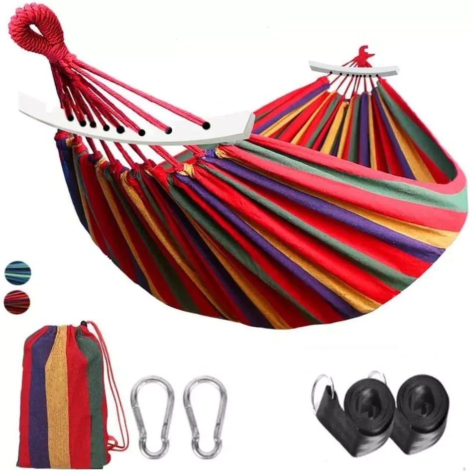Outdoor Hammock Portable Garden Hammock Sports Home Travel Camping Swing Canvas Stripe Hang Bed Hammock Double Single People
Outdoor Hammock Portable Garden Hammock Sports Home Travel Camping Swing Canvas Stripe Hang Bed Hammock Double Single People