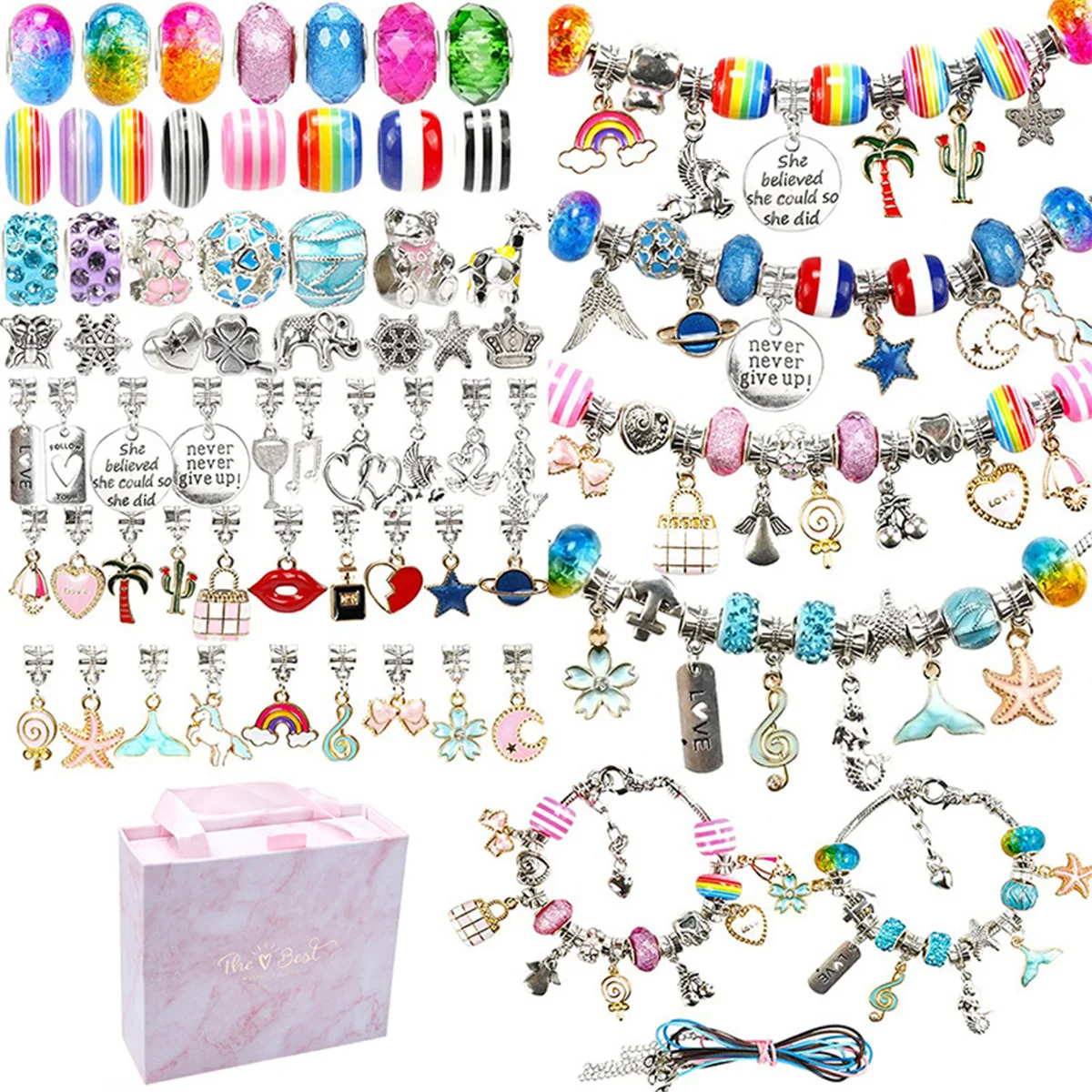 127pcs Bracelet Charm Making Kit with Beads Pendants Chains DIY Beading Accessories Set Creativity Handmade Necklace Making
127pcs Bracelet Charm Making Kit with Beads Pendants Chains DIY Beading Accessories Set Creativity Handmade Necklace Making