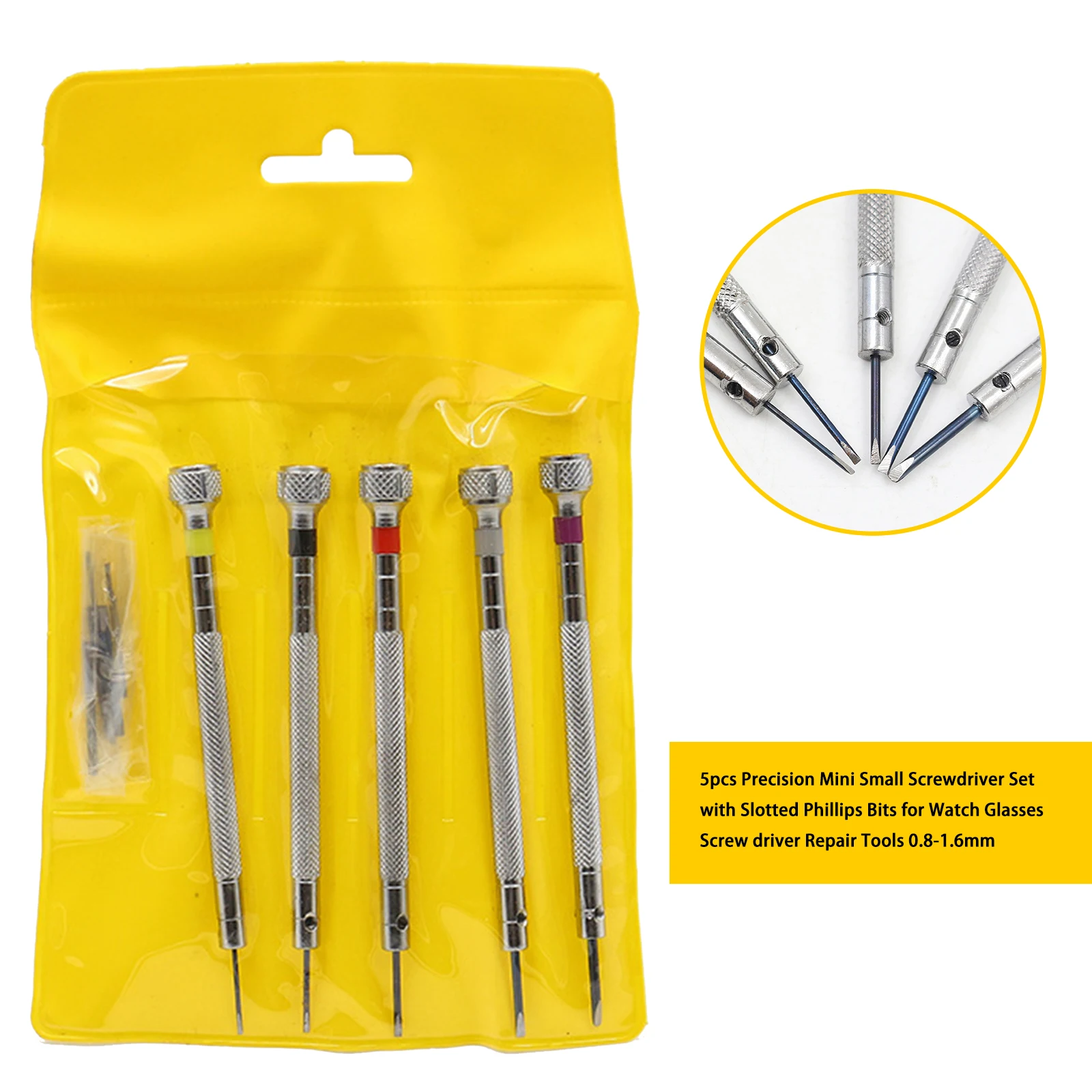 5pcs Home Precision Mini Small Screwdriver Set With Slotted Phillips Bits For Watch Glasses Screw Driver Repair Tools 0.8-1.6mm
5pcs Home Precision Mini Small Screwdriver Set With Slotted Phillips Bits For Watch Glasses Screw Driver Repair Tools 0.8-1.6mm