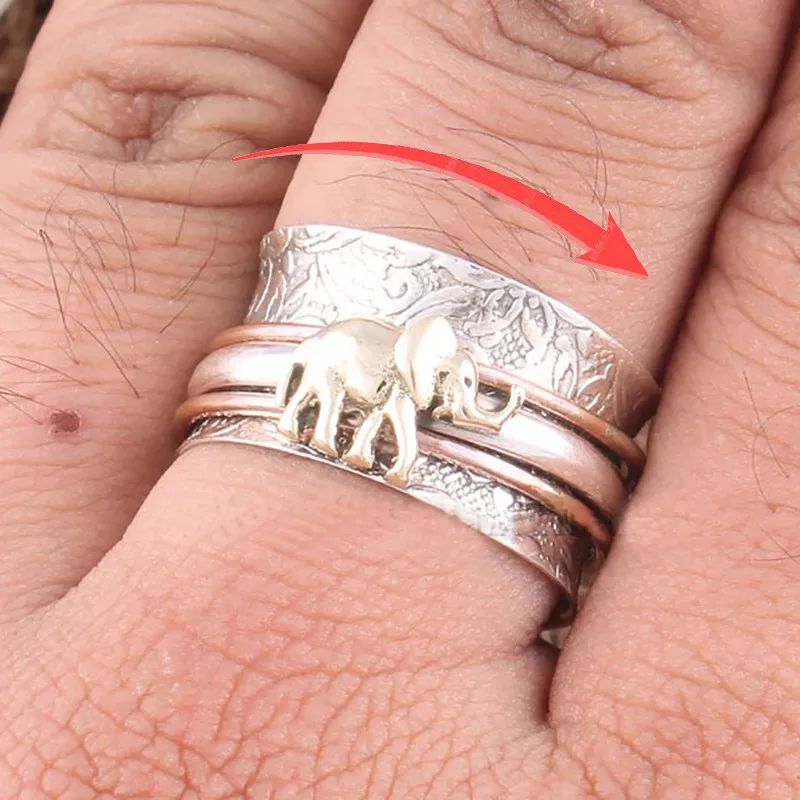 Vintage Fidget Ring Elephant Rings for Women Anti Stress Anxiety Ring Delicate Spinner Rotatable Finger Ring Jewelry Gifts 
Vintage Fidget Ring Elephant Rings for Women Anti Stress Anxiety Ring Delicate Spinner Rotatable Finger Ring Jewelry Gifts