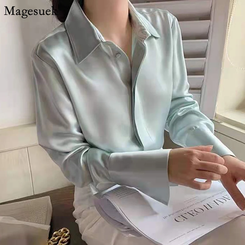 Fashion Silk Office Blouse Spring Autumn New Long Sleeve Satin Shirt Women Women Plus Size Single-breasted Shirts Blusas 17823
Fashion Silk Office Blouse Spring Autumn New Long Sleeve Satin Shirt Women Women Plus Size Single-breasted Shirts Blusas 17823