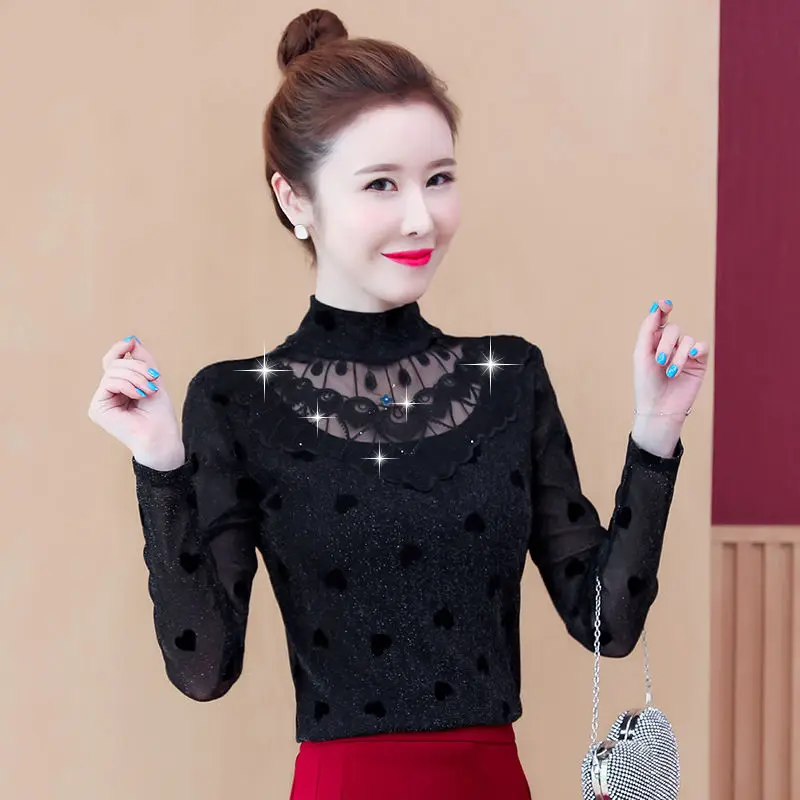 Winter thick lace shirt long-sleeved women's net yarn top warm bottoming shirt women shirts
Winter thick lace shirt long-sleeved women's net yarn top warm bottoming shirt women shirts