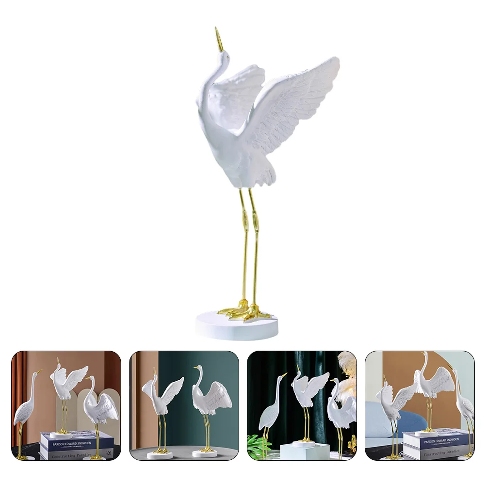 

Crane Ornament Miniture Decoration Vivid Figurine Red-crowned Household Decorative Statue Home Resin Elegant Stylish Synthetic