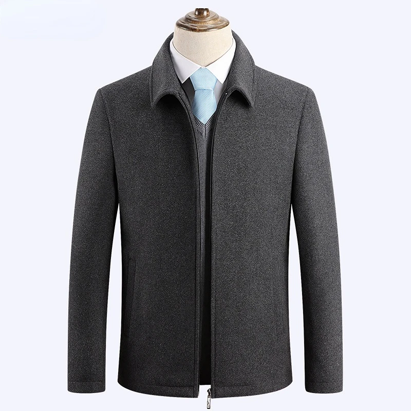 

MRMT 2023 Brand New Fleece Warm Lapels Wool Tweed Coat Zipper Tweed Trench Coat Men's Coat Outer Wear Clothing Garment