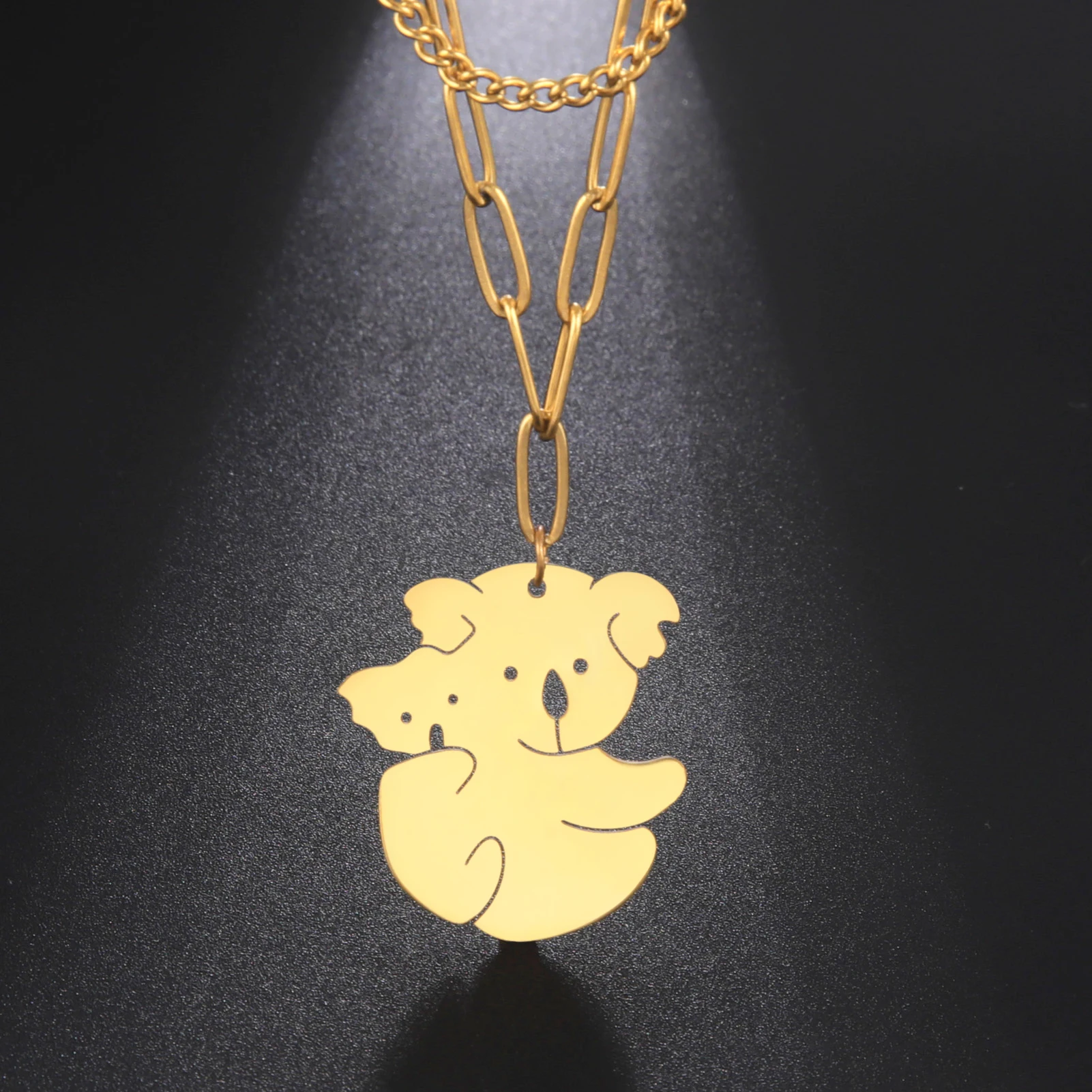 Kkjoy Koala Necklace For Women Stainless Steel Silver Color Animal Wolf Dog Hollow Double Chain Cute Fashion Jewelry Accessories
Kkjoy Koala Necklace For Women Stainless Steel Silver Color Animal Wolf Dog Hollow Double Chain Cute Fashion Jewelry Accessories