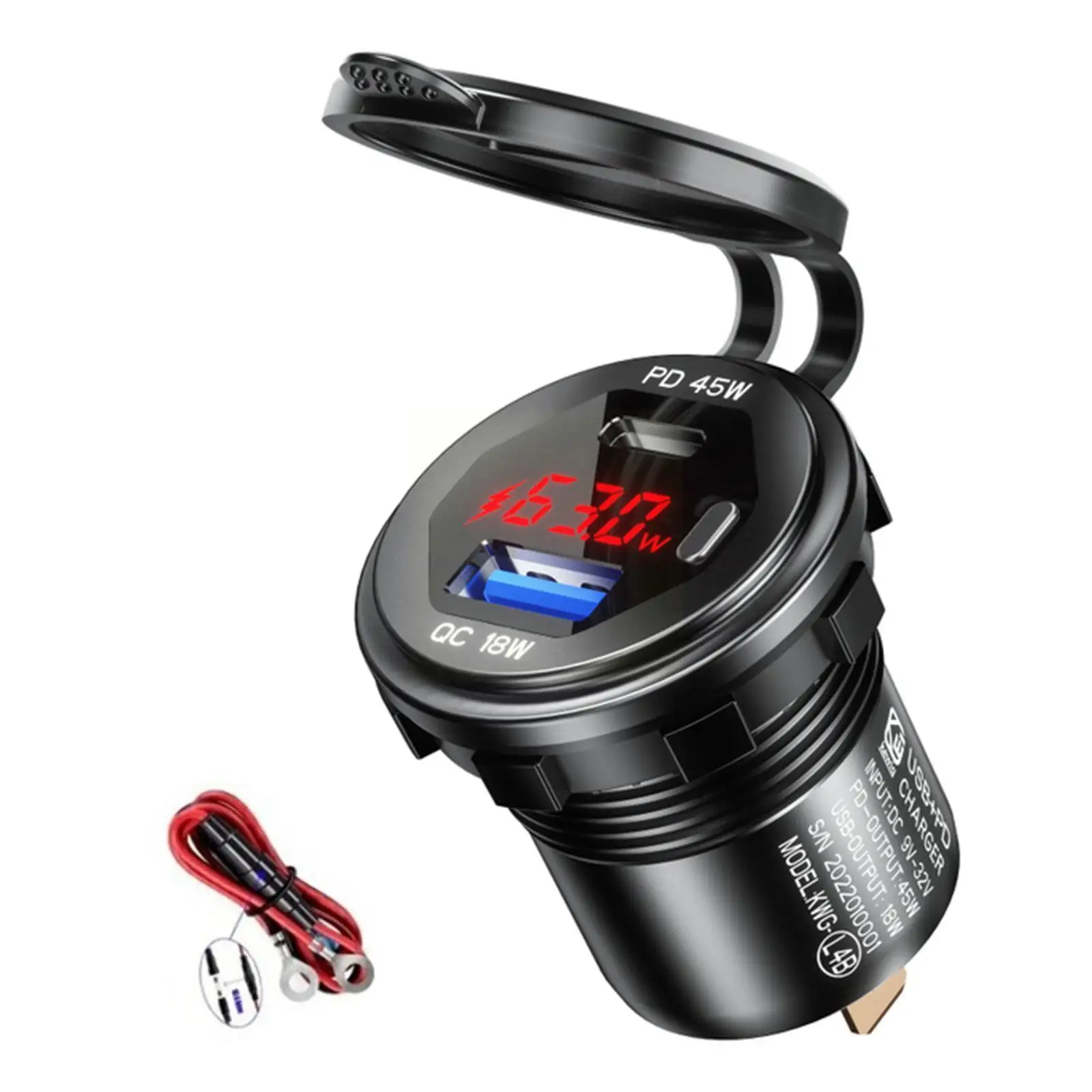 Зарядное устройство с двумя USB-портами, 90 Вт, 12 В, 24 В