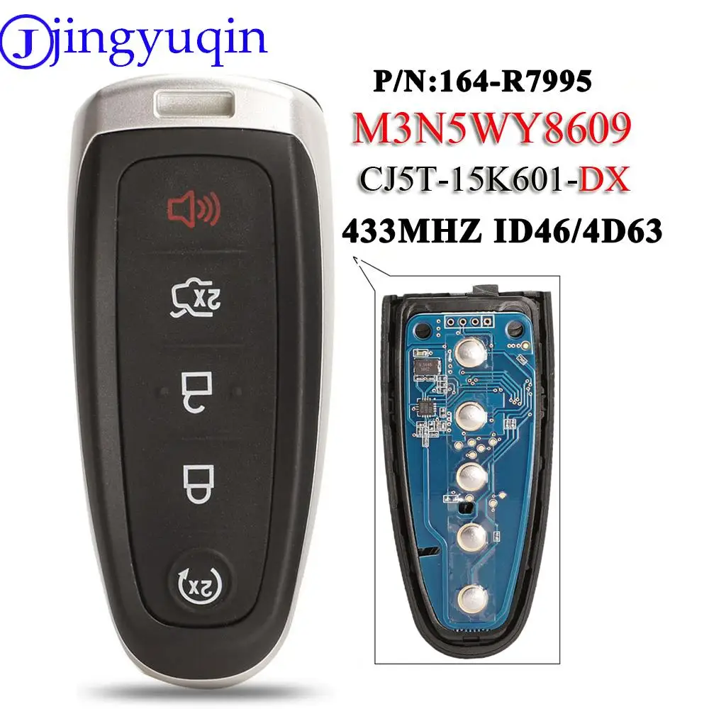 

jingyuqin 5 Buttons Smart Remote Key Fob M3N5WY8609 315Mhz ID46 4D63 For Ford Edge Escape Car Keyless HU101 FO38