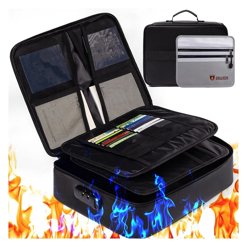 Fireproof Document Bag+Money Bag Set(2000 Fahrenheit),Office Travel Bag,For Important File Passport Certificates Legal
Fireproof Document Bag+Money Bag Set(2000 Fahrenheit),Office Travel Bag,For Important File Passport Certificates Legal