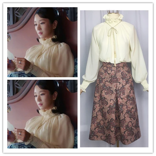 Kpop Seo Yea Ji Korean All-match Stand Collar Chiffon Shirt Blouses Tops+Retro Floral Print A-line Long Skirts Women 2 Piece Set
Kpop Seo Yea Ji Korean All-match Stand Collar Chiffon Shirt Blouses Tops+Retro Floral Print A-line Long Skirts Women 2 Piece Set