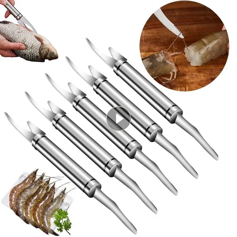 Multifunctional Fast Shrimp Peeler Stainless Steel 6 In 1 Fish Knife Shrimp Line Cutting Scraping Digging Knife Kitchen Tools
Multifunctional Fast Shrimp Peeler Stainless Steel 6 In 1 Fish Knife Shrimp Line Cutting Scraping Digging Knife Kitchen Tools