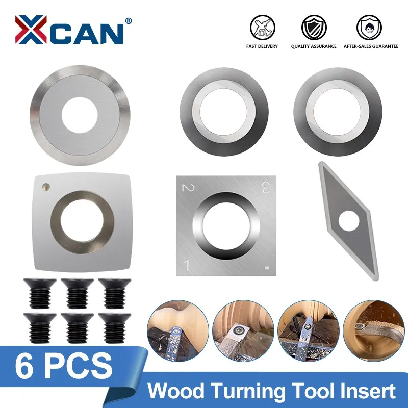 XCAN Wood Turning Tool 6pcs Carbide Insert Cutter Square Round Diamond Blade for Woodworking Lathe Tools
XCAN Wood Turning Tool 6pcs Carbide Insert Cutter Square Round Diamond Blade for Woodworking Lathe Tools