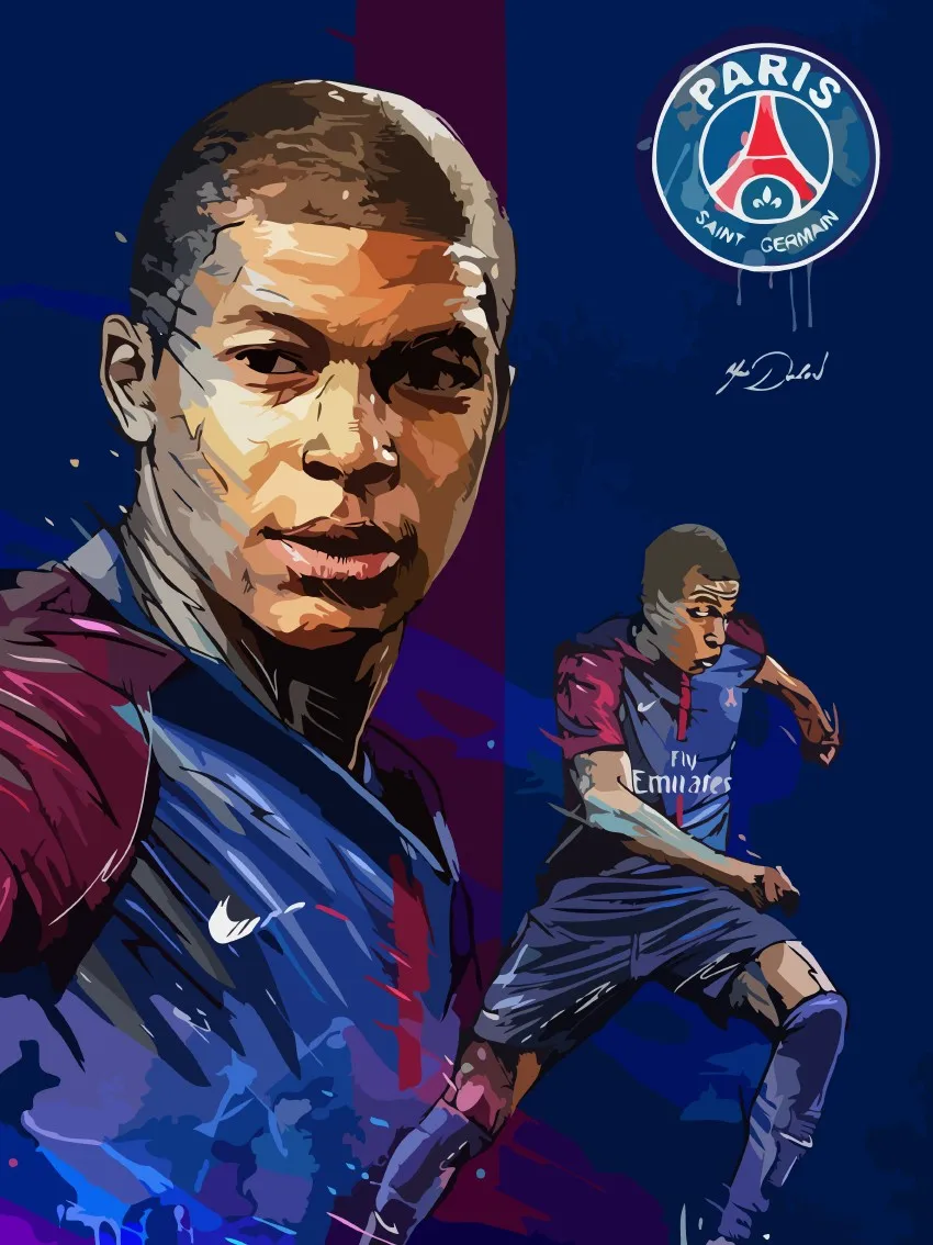 Картина по номерам на холсте набор для рисования Спорт Футбол (Мбаппе PSG) - 7874 В 30x40