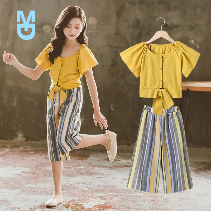 New Kids Girls Clothing Set 2022 Summer Fashion Bell Sleeve Top + Striped Pants Casual 2Pcs Set Boutique Outfits Big Girls Cloth
New Kids Girls Clothing Set 2022 Summer Fashion Bell Sleeve Top + Striped Pants Casual 2Pcs Set Boutique Outfits Big Girls Cloth