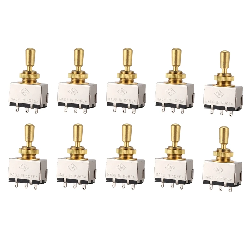 10X Metal Electric Guitar 3 Way Box Toggle Switch For Les Paul With Metal Tip (Gold)
10X Metal Electric Guitar 3 Way Box Toggle Switch For Les Paul With Metal Tip (Gold)