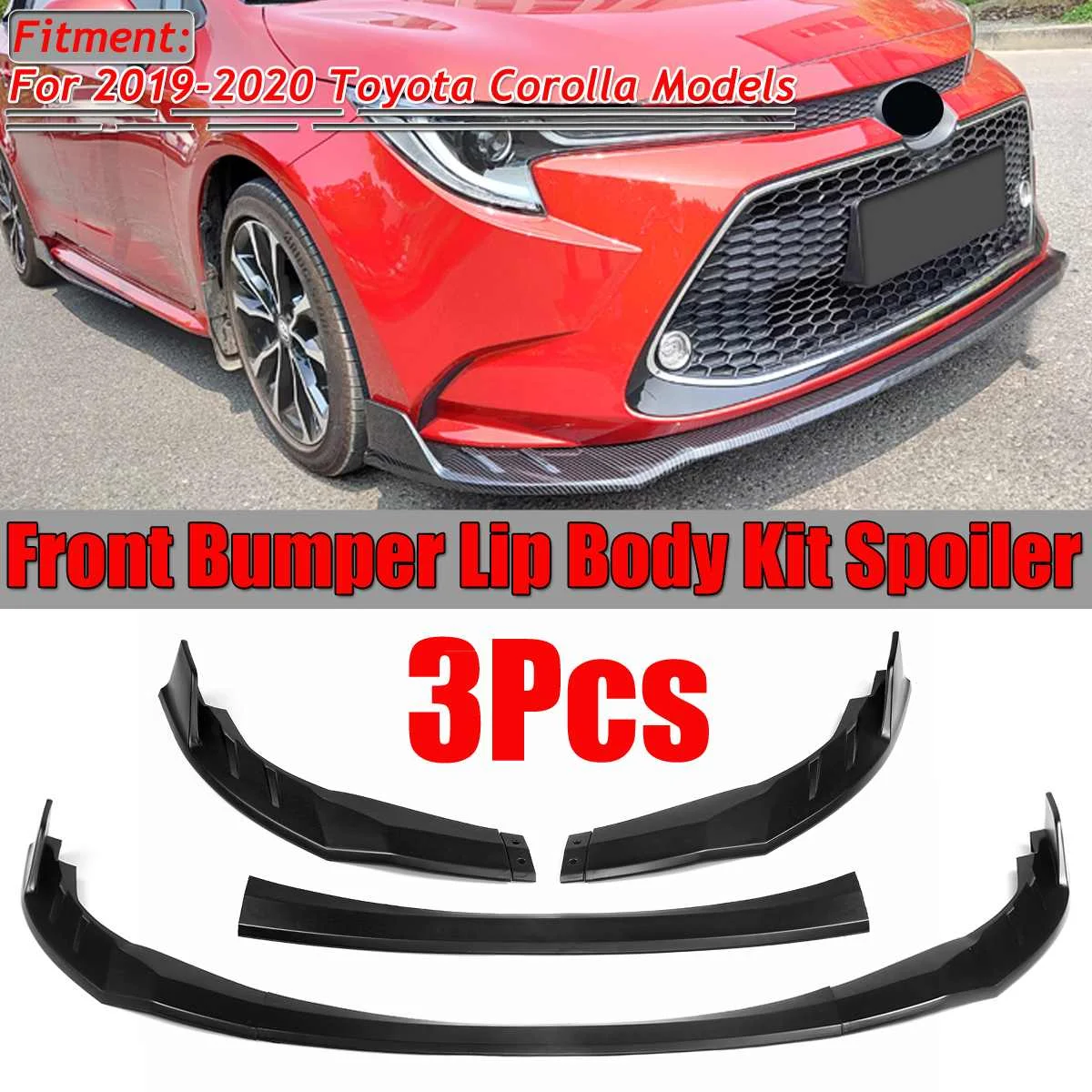 

Carbon Fiber/Black Car Front Bumper Lip Chin Splitter Guard Spoiler Diffuser Protector Cover For Toyota For Corolla 2019-2020