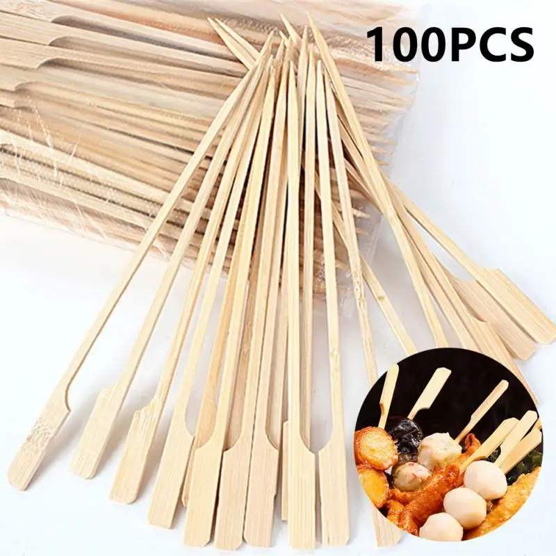 

100pcs Bamboo Wood BBQ Skewers Disposable 9-25cm Long Sticks Catering Grill Food Bamboo Meat Tool Barbecue Party Outdoor Camping
