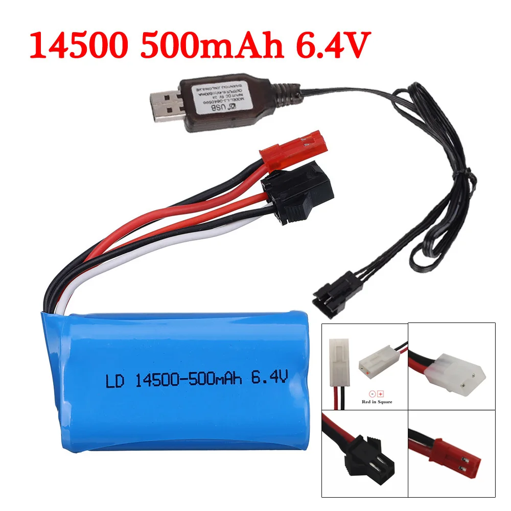 6.4V 500mAh 14500 Li-ion Battery for WLTOYS 18401 18402 4-Drive High speed climbing Offroad racing XQWR14 HBX 2098B RC Car Boats
6.4V 500mAh 14500 Li-ion Battery for WLTOYS 18401 18402 4-Drive High speed climbing Offroad racing XQWR14 HBX 2098B RC Car Boats