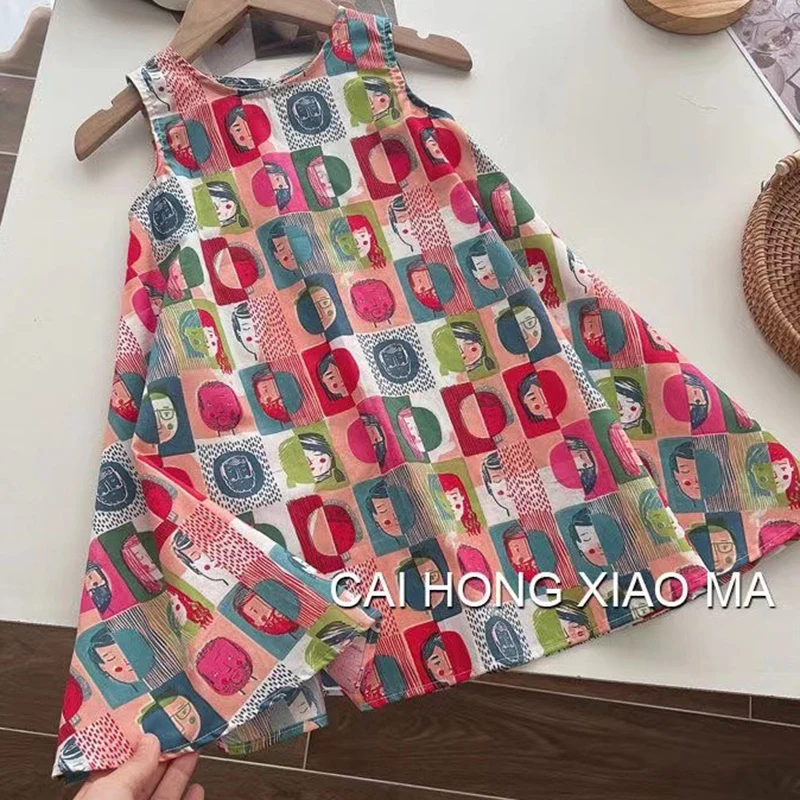 Graffiti Style Vest Beach Dress for Girls Kids Summer Designer Princess Dresses Kids Cartoon Sleeveless Clothing Vestidos 2-8Y
Graffiti Style Vest Beach Dress for Girls Kids Summer Designer Princess Dresses Kids Cartoon Sleeveless Clothing Vestidos 2-8Y